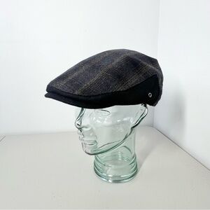 NWT Dockers Black Brown Plaid Wool Blend Newsboy Cabby Flat Hat L/XL